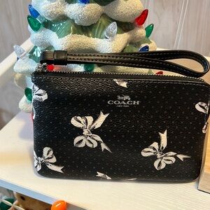 Coach Black and White Wristlet